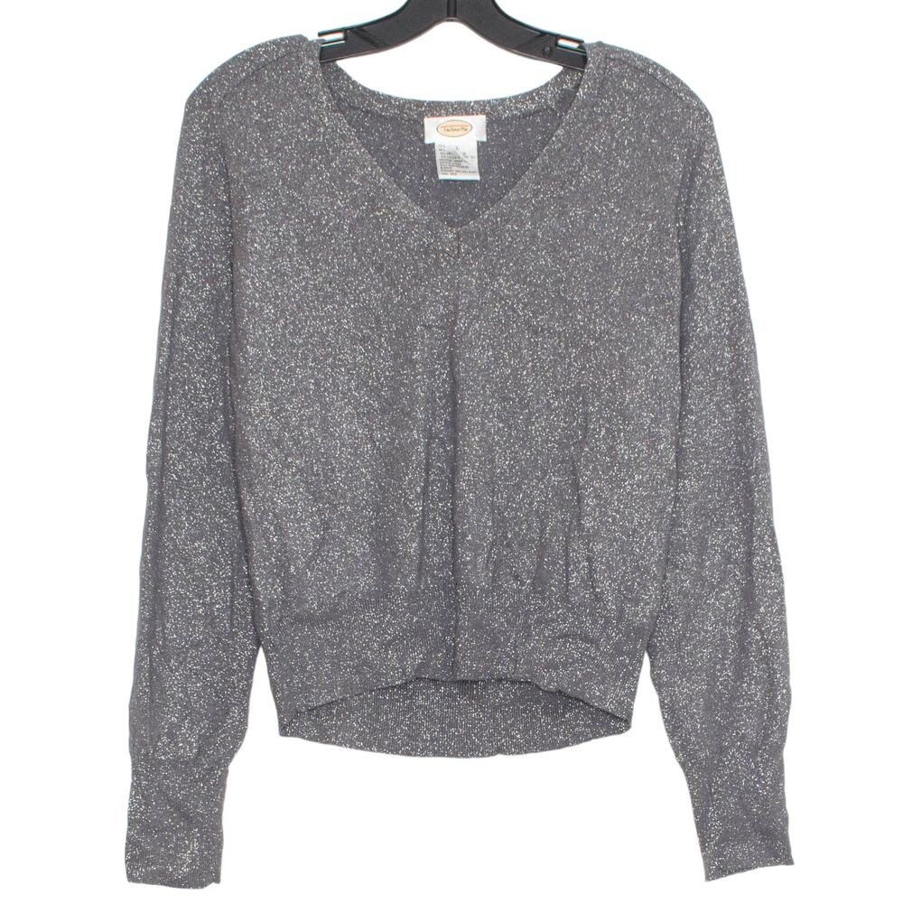 Talbots Vintage Sweater Y2K Coquette Coastal Preppy Academia Metallic Gray Large
